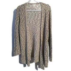 J. Jill Sz L Beige Open Front Knit Cardigan